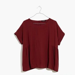 Madewell Cuffed-Sleeve Shirred Top • NWT